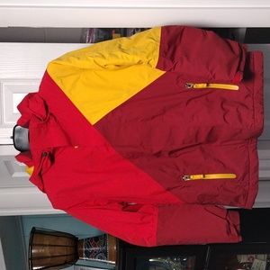 Lands End Kid's Medium 10-12 Winter Ski Coat Jacket "Grow a Longs" Red Yellow